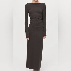 Mango Long Sleeve Brown Dress